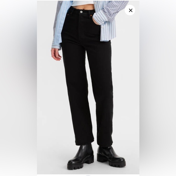 Levi’s black Ribcage Straight Ankle jeans (size 23) - Picture 2 of 7
